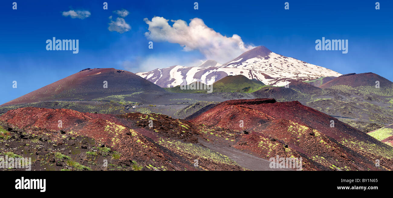 Volcanic ash on the slopes slopes of Mount Etna, active olcanic mountain , Sicily Stock Photo