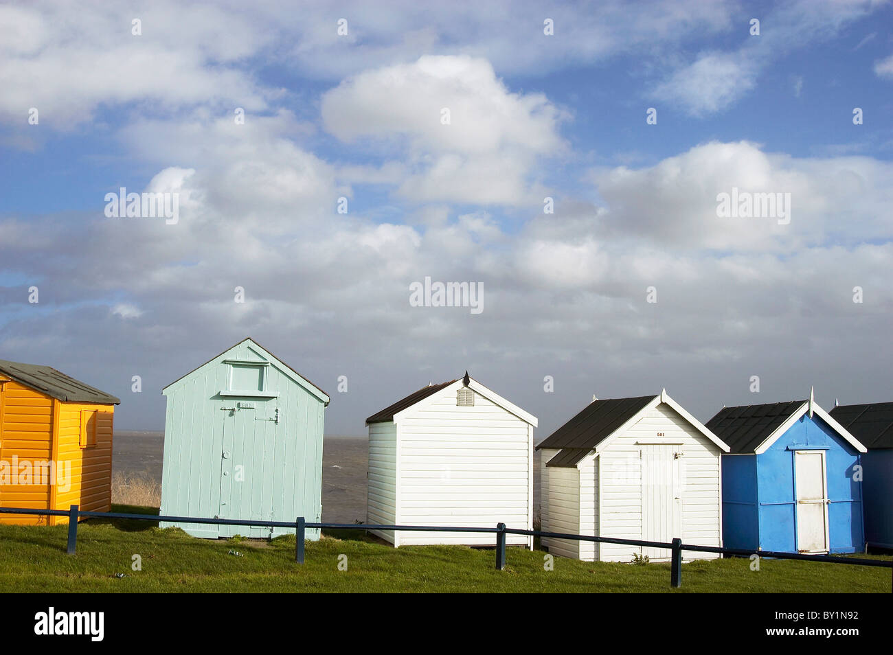 Beach huts near Ipswich Essex. England Stock Photo Alamy