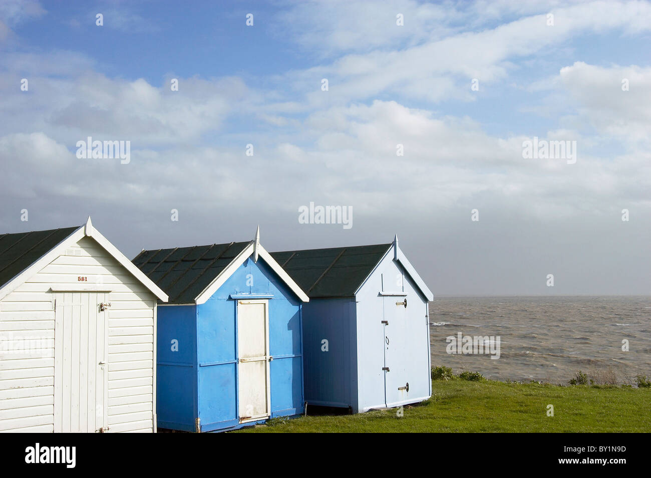 Beach huts near Ipswich Essex. England Stock Photo Alamy