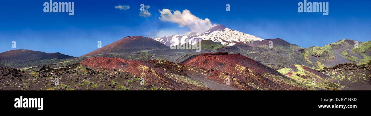 Volcanic ash on the slopes slopes of Mount Etna, active olcanic mountain , Sicily Stock Photo