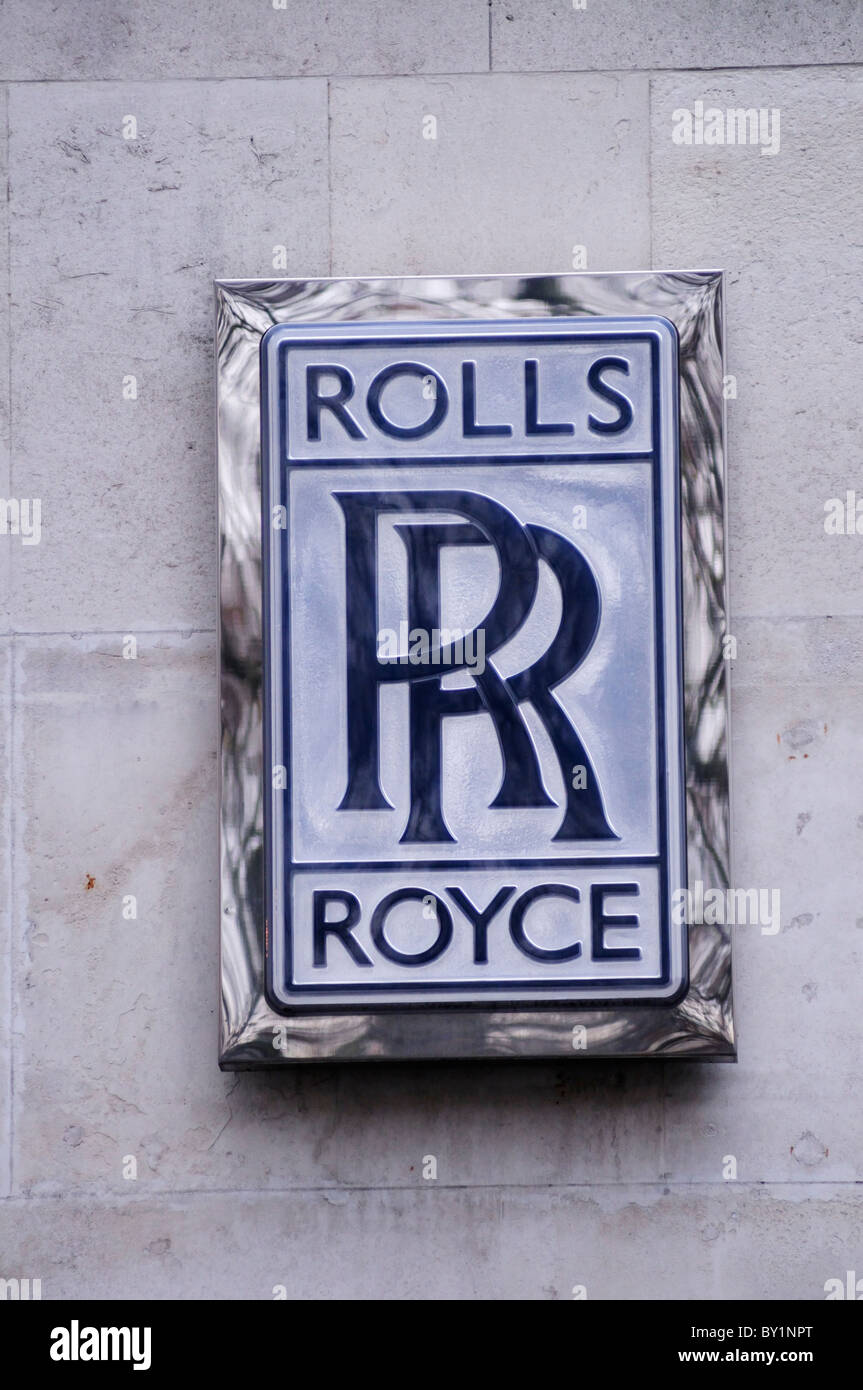 Rolls Royce RR Car Marque sign symbol logo, Berkeley Square, Mayfair, London, England, UK Stock Photo