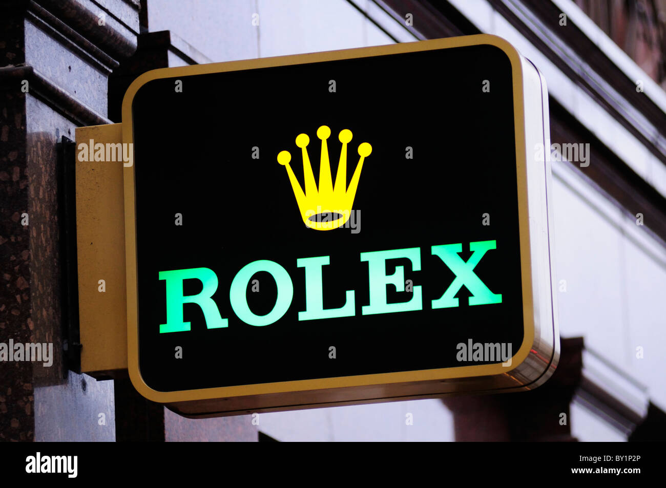 Rolex Jeweller Watchmaker sign, Albemarle Street, Mayfair, London, England, UK Stock Photo