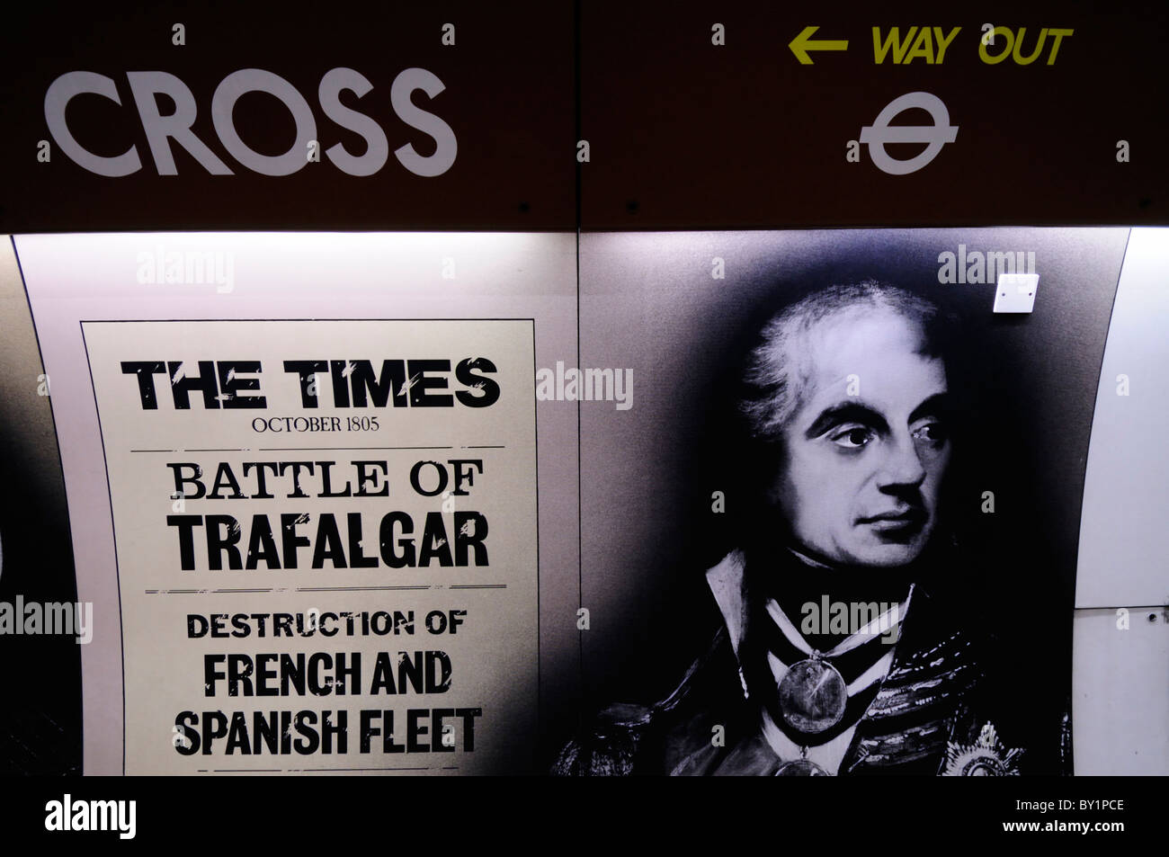 Picture of Nelson at Charing Cross Underground Tube Station, London, England, UK Stock Photo