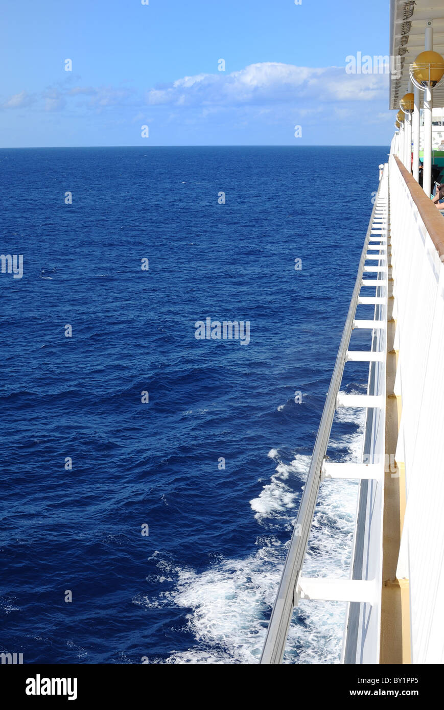 View of the ocean in the Caribbean from a cruise ship. Stock Photo