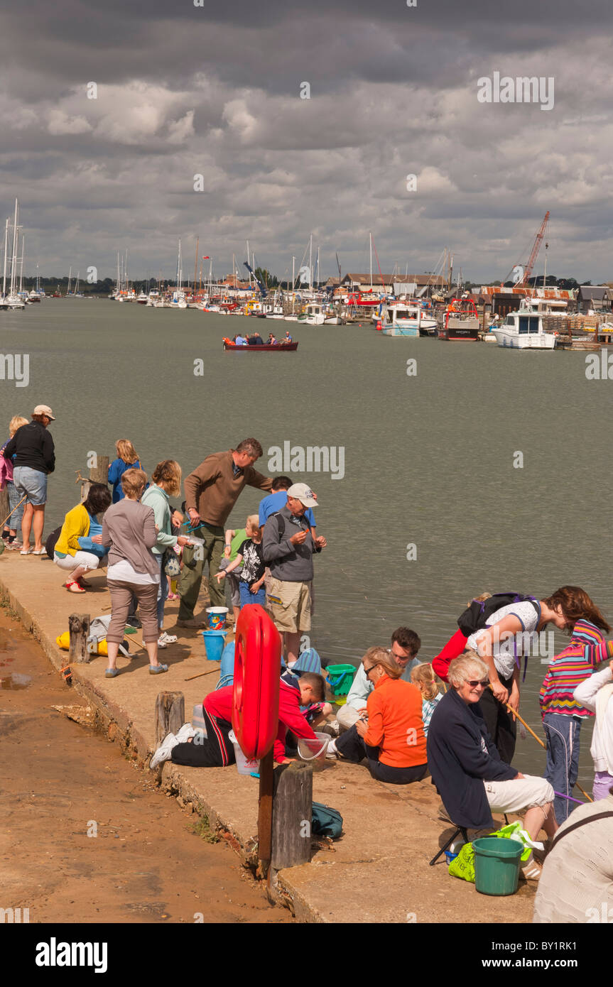 People crabbing at Walberswick , Suffolk , England , Great Britain , Uk Stock Photo