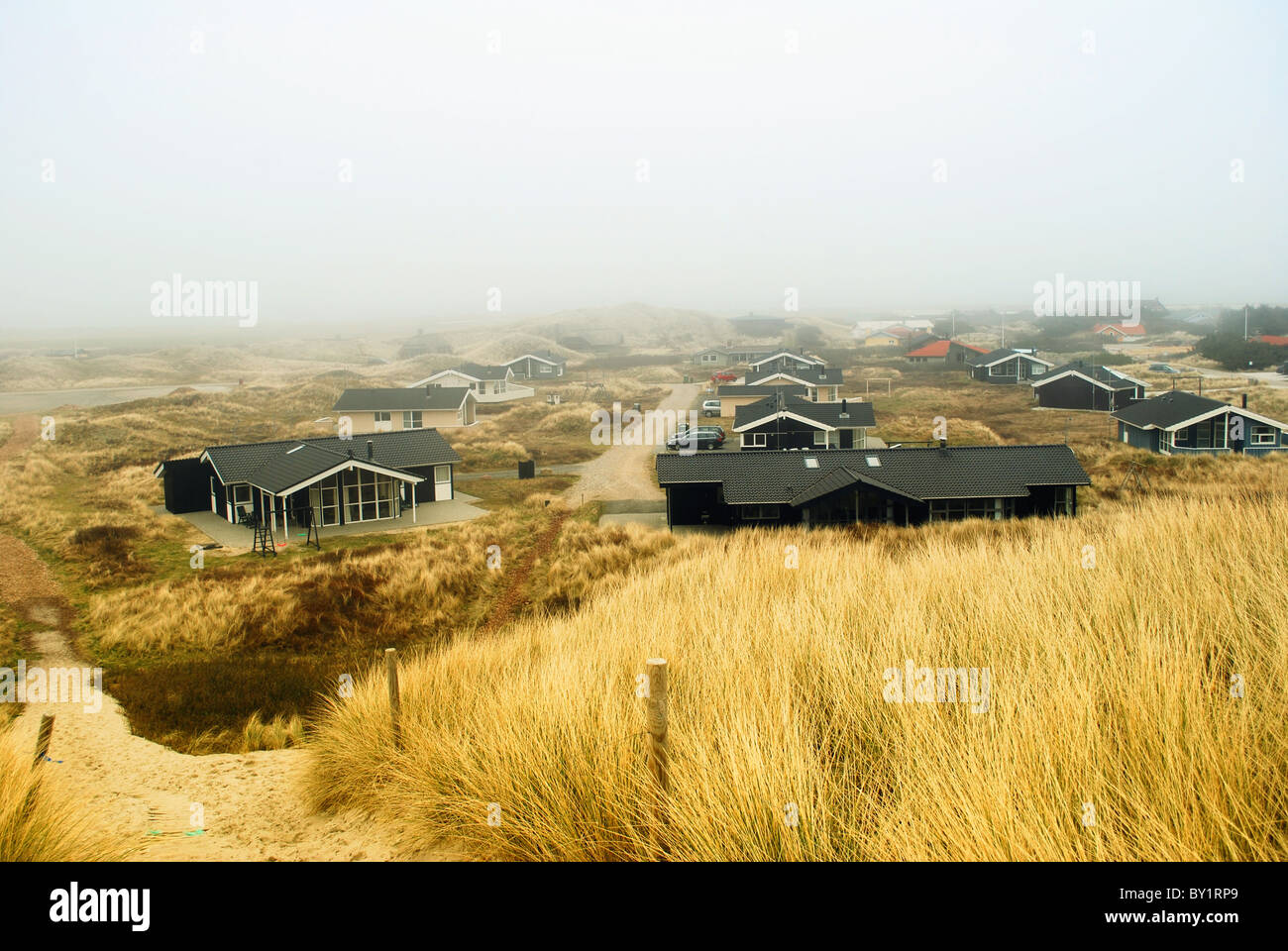 Danish summer homes on the west coast of Denmark, near Hvide, Sande and  Rinkobing Fjord Stock Photo - Alamy