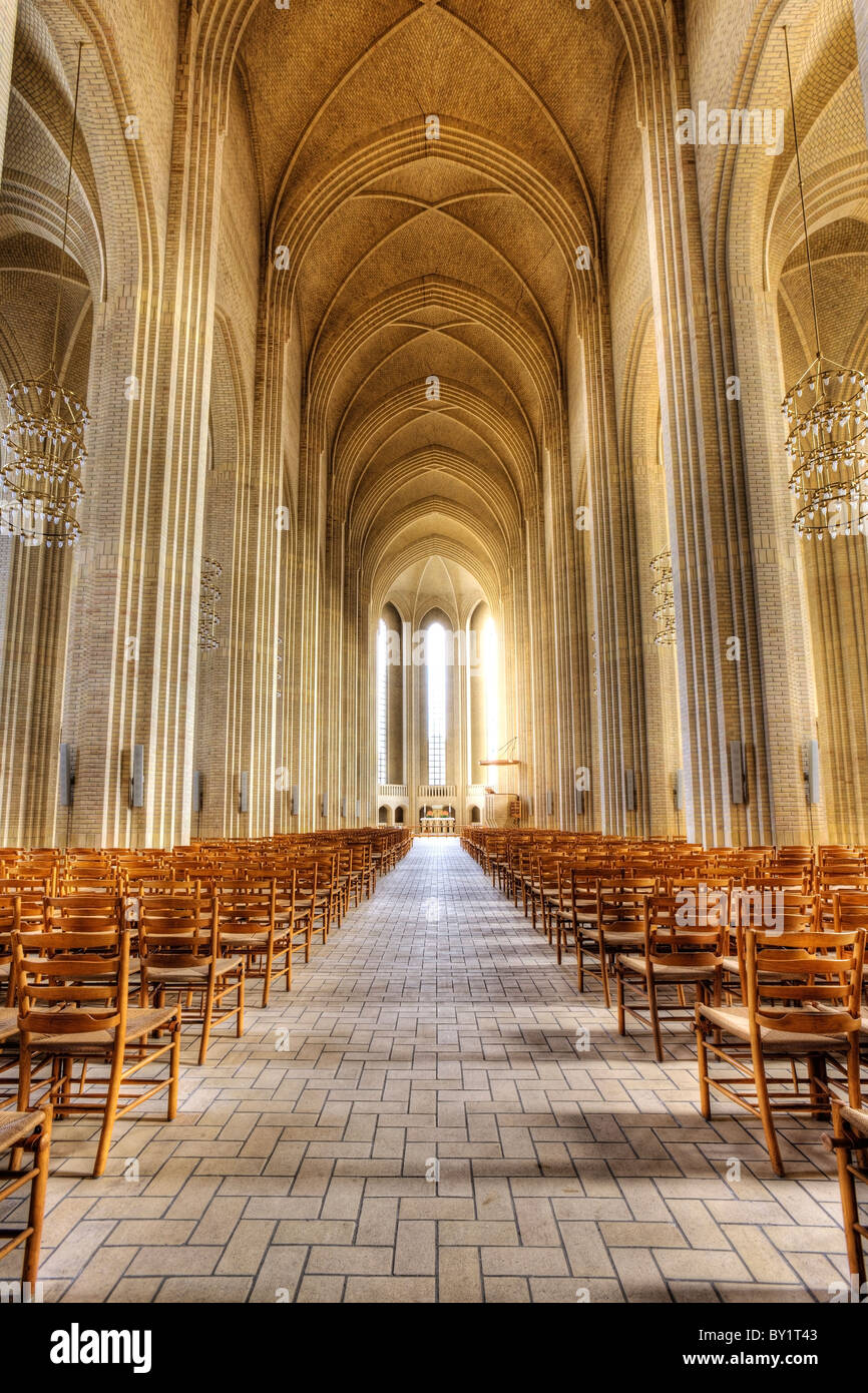 Inside Grundtvigs Church in Copenhagen Stock Photo