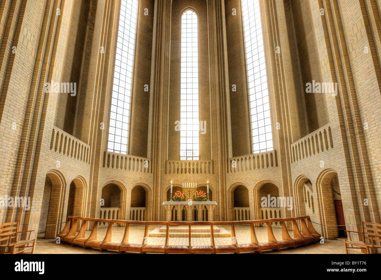 Inside Grundtvigs Church in Copenhagen Stock Photo