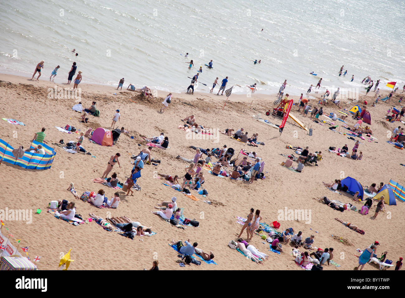 Typical british family holiday beach hires stock photography and