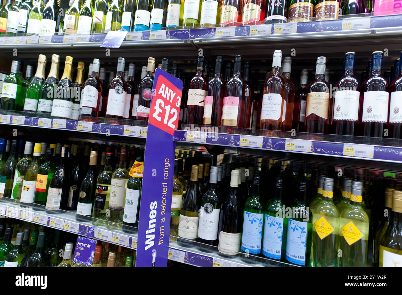 Bottles of wine on sale in a Coop supermarket, UK Stock Photo Alamy