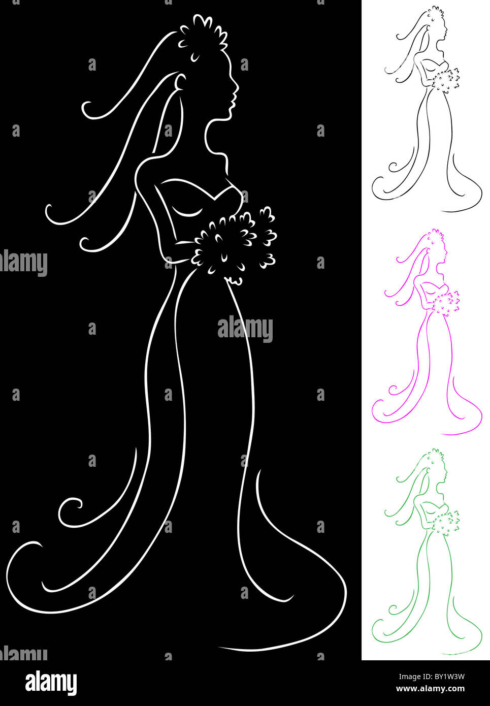 Bride Graphics Simple An image of a bride in her wedding gown - simple style Stock Photo - Alamy