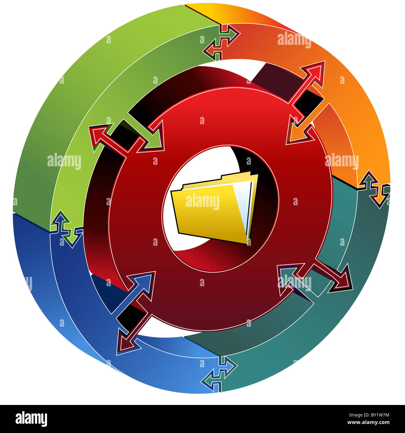 3D process circle diagram with rotating arrows Stock Photo - Alamy