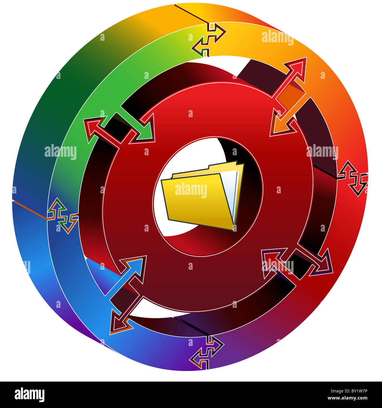 3D process circle diagram with rotating arrows Stock Photo - Alamy