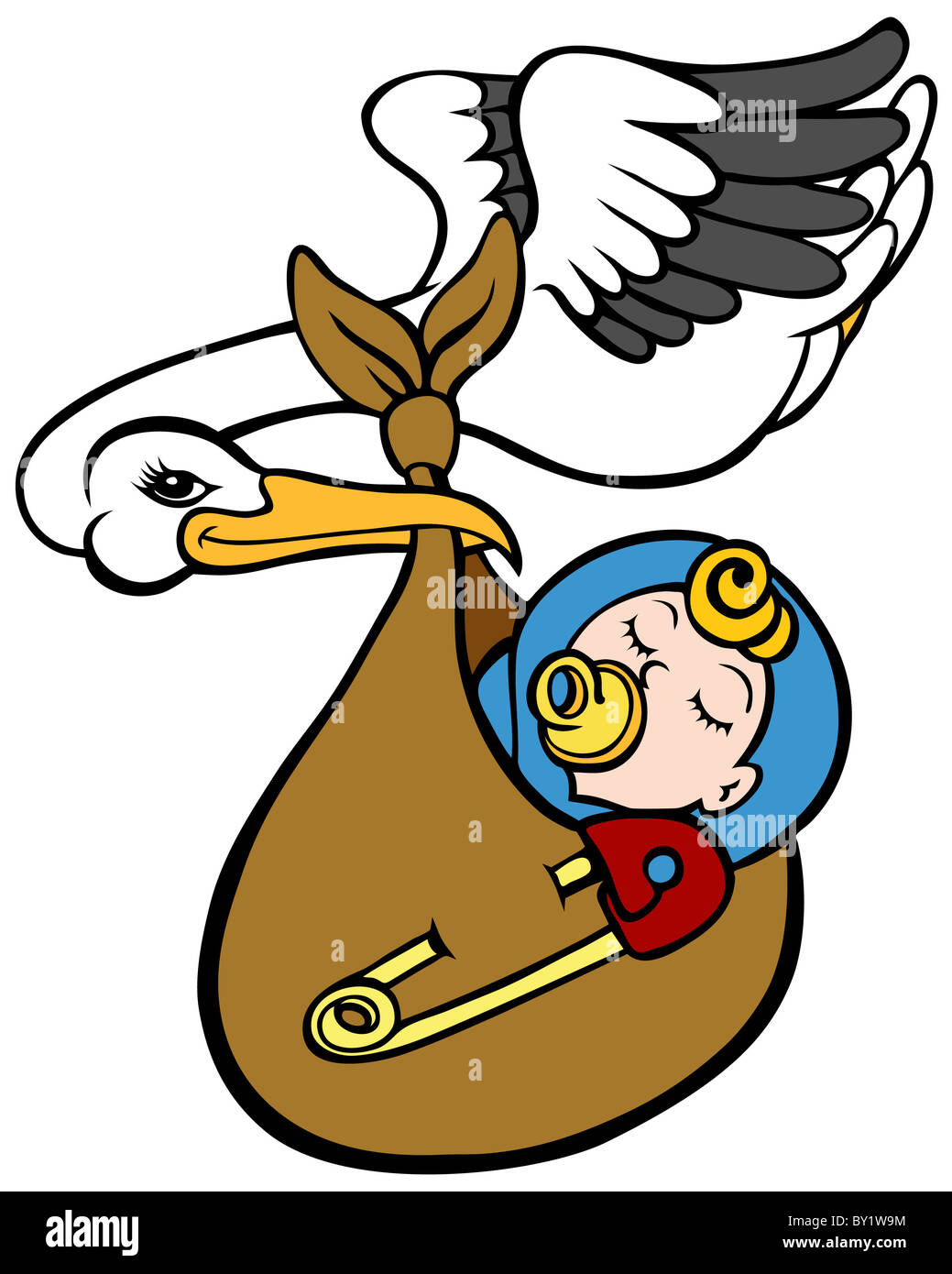 Stork Delivering Baby Stock Photo