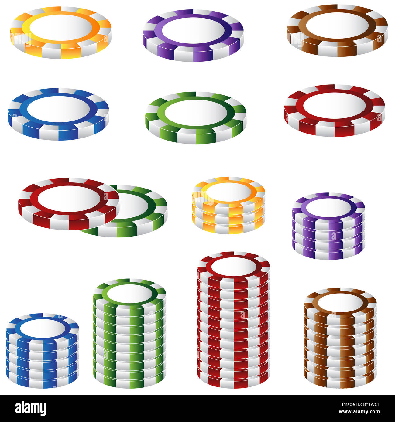 A 3D image of a poker chip set Stock Photo Alamy