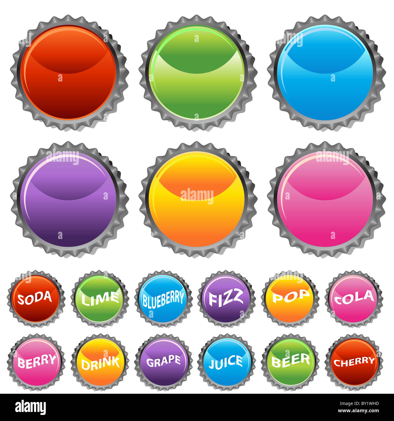 An image of a bottle cap button set Stock Photo Alamy