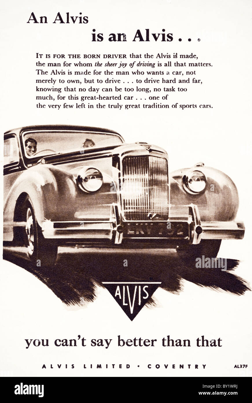 Original advert for Alvis TA 21 3-Litre 4 door saloon 1316 cars were produced from 1950 to 1953 in Coventry England UK Stock Photo