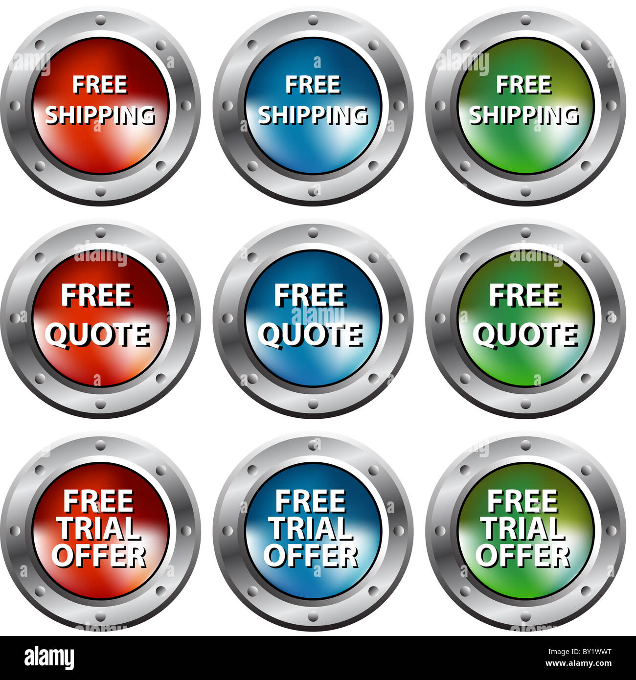 Rivete Button An image of free chrome rivet buttons Stock Photo - Alamy