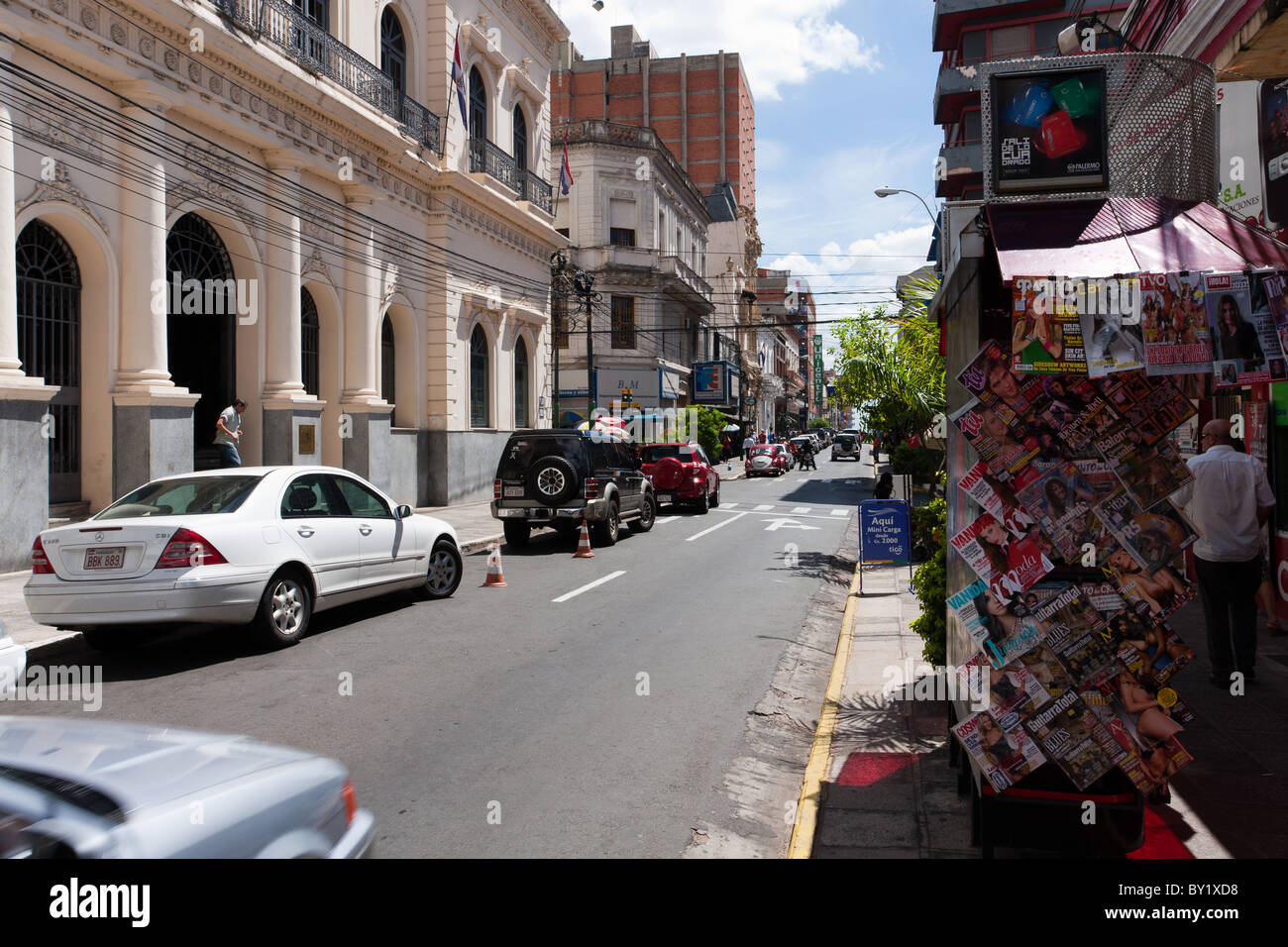 Calle (Street) Palma, historic city center, downtown Asuncion, Paraguay