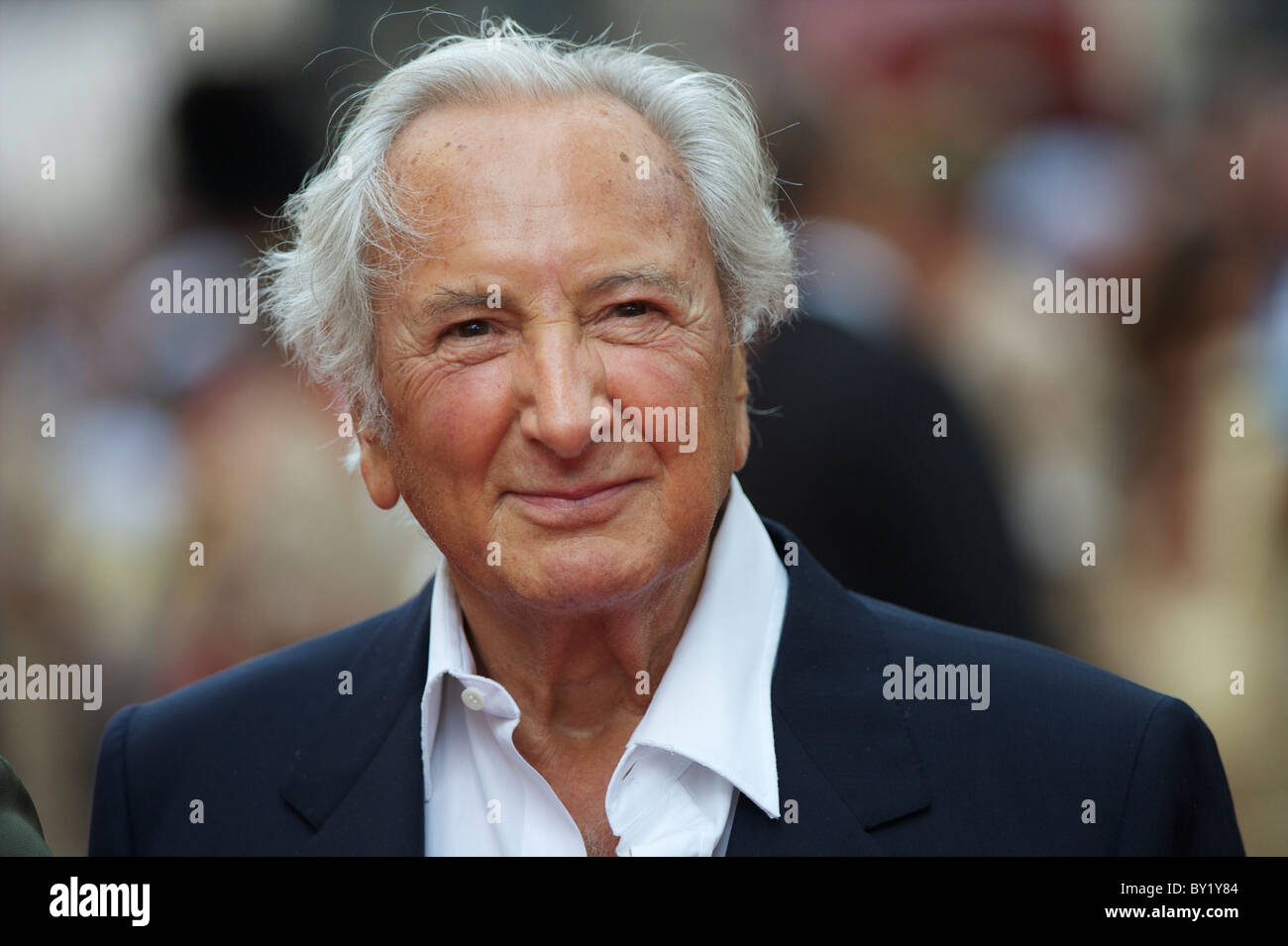 Film director Michael Winner arrives for the premiere of 'The Expendables,' on Monday night, August 9, 2010, at the Odeon, Stock Photo