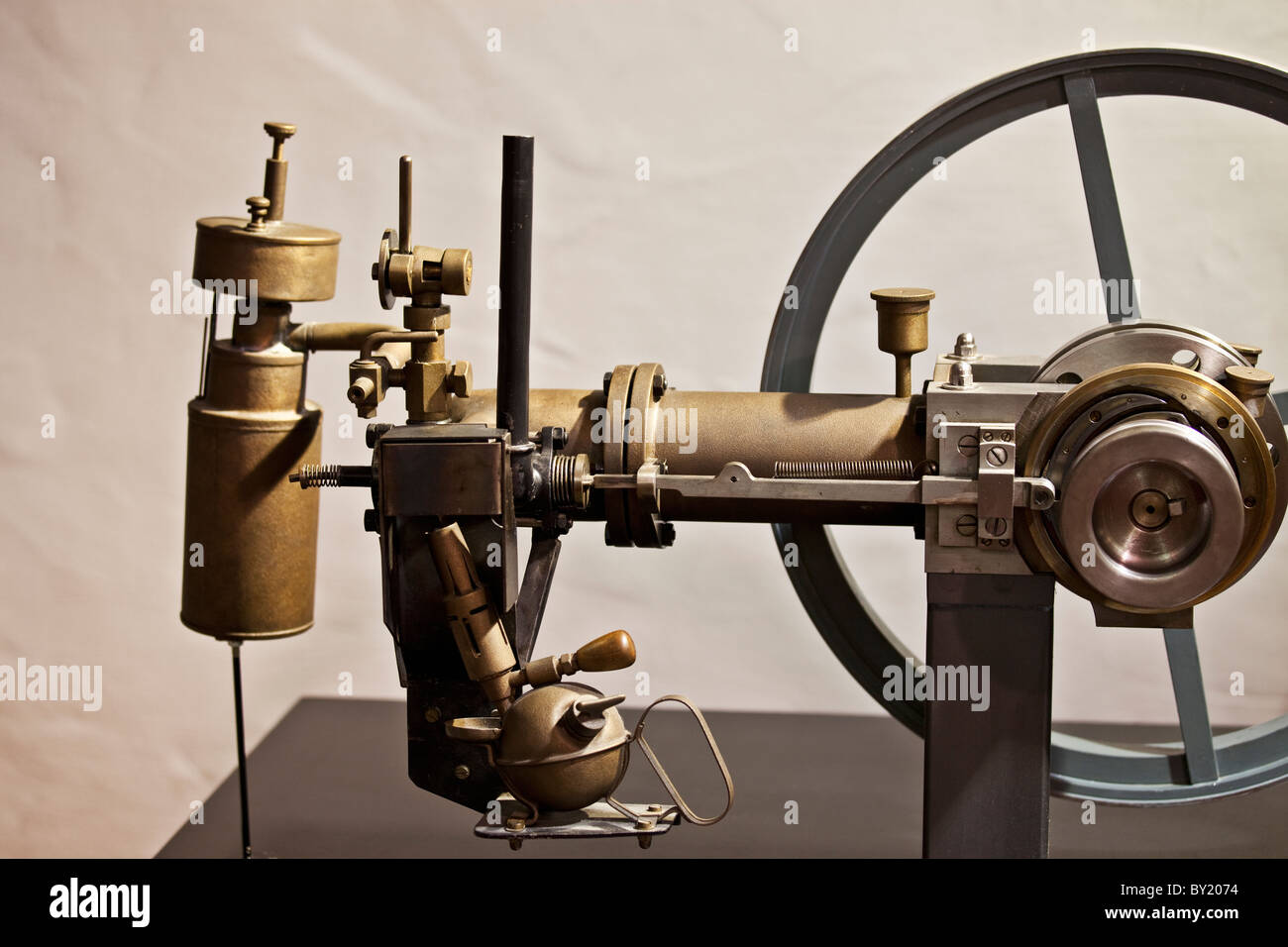 Germany, Saxony, Bad Cannstatt, Gottlieb Daimler Memorial, house where Daimler resided. Model of of the first vehicle combustion engine. Stock Photo