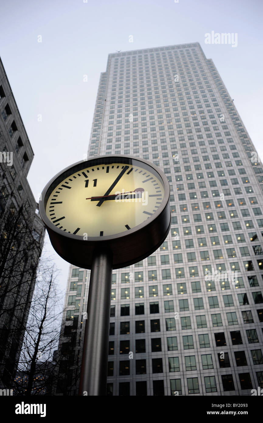 Konstantin Grcic Clock at One Canada Square, Docklands Stock Photo