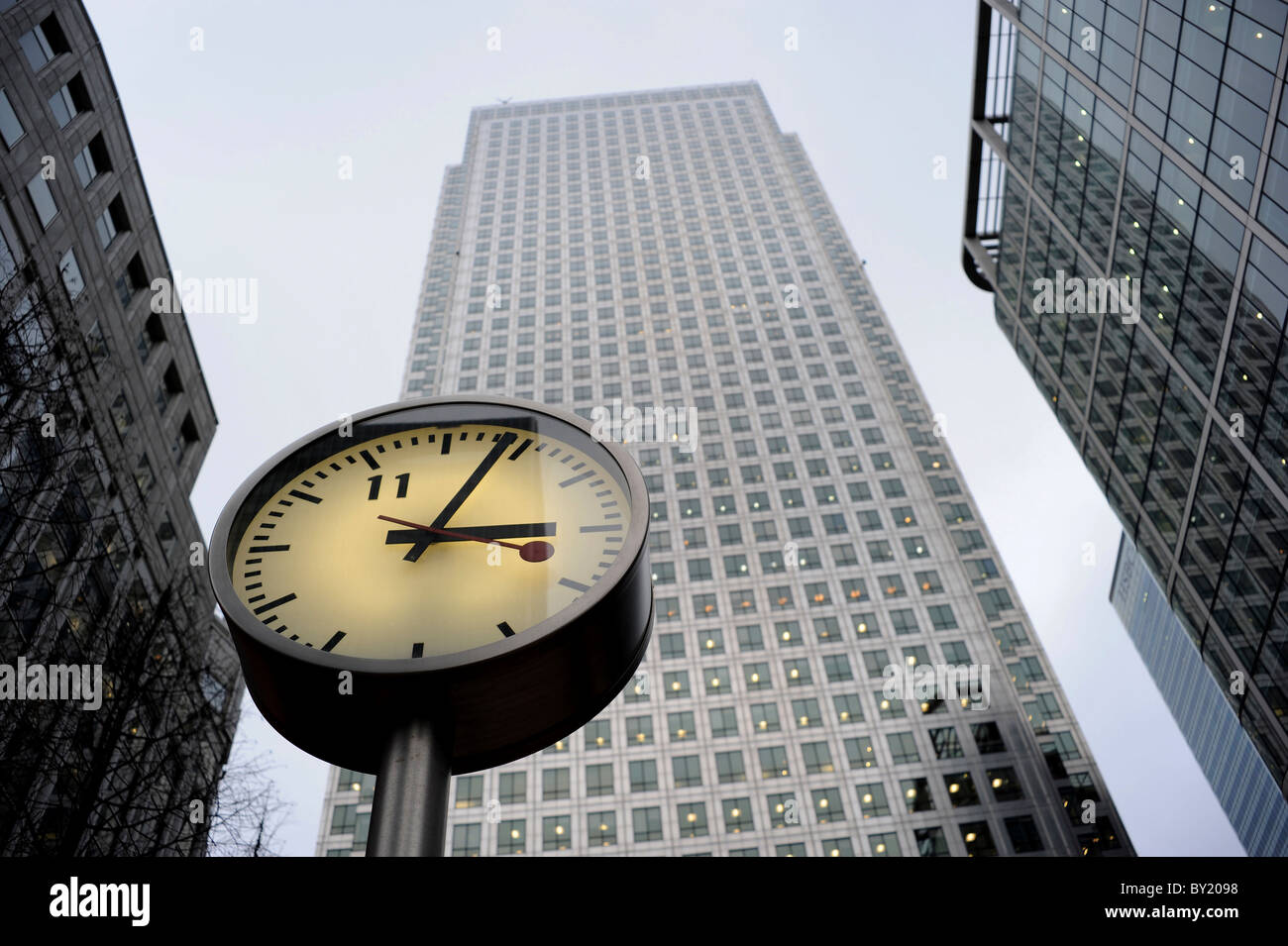 Konstantin Grcic Clock at One Canada Square, Docklands Stock Photo