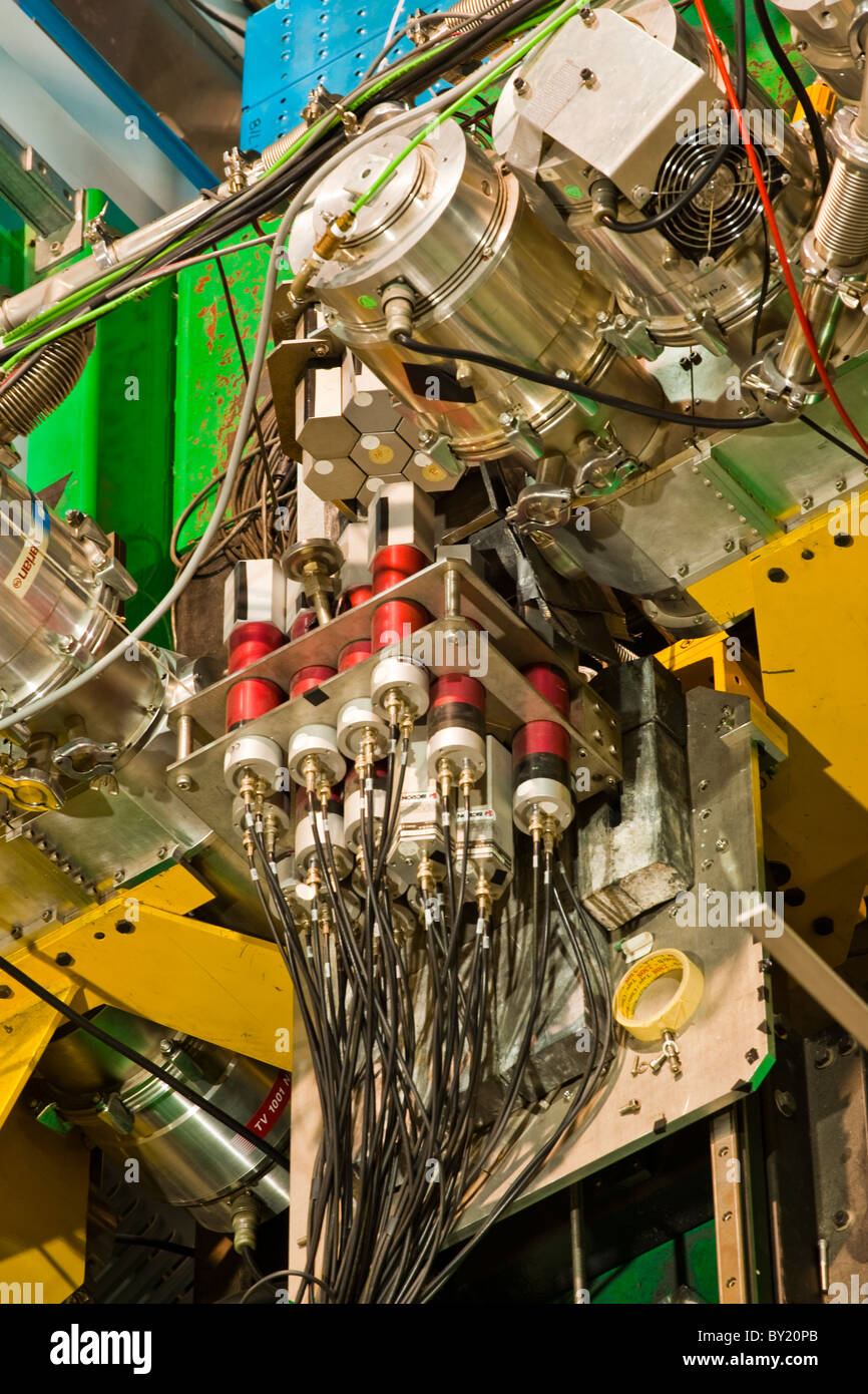 An array of experimental equipment at a particle physics research laboratory Stock Photo