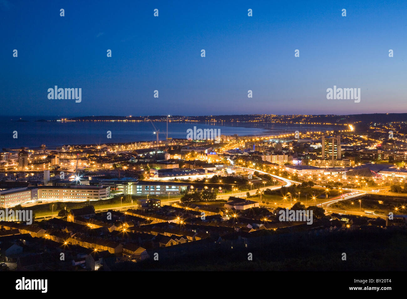 Swansea city centre at night Stock Photo Alamy