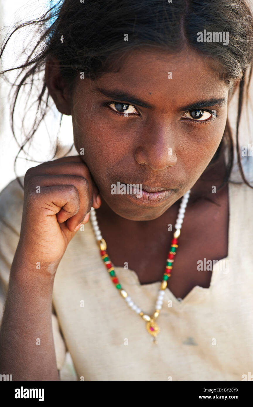 Poor Young Indian lower caste street girl. Andhra Pradesh, India Stock Photo