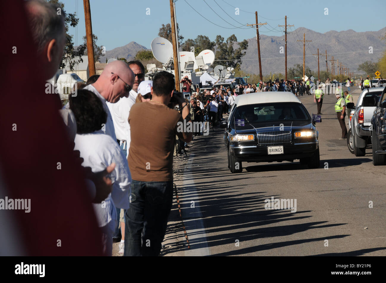 The funeral of Christina Taylor Green, 8, who was shot and killed during an assassination attempt of Congresswoman Gabrielle Giffords in Tucson, Arizona, USA.  Green was born on September 11, 2001. Stock Photo