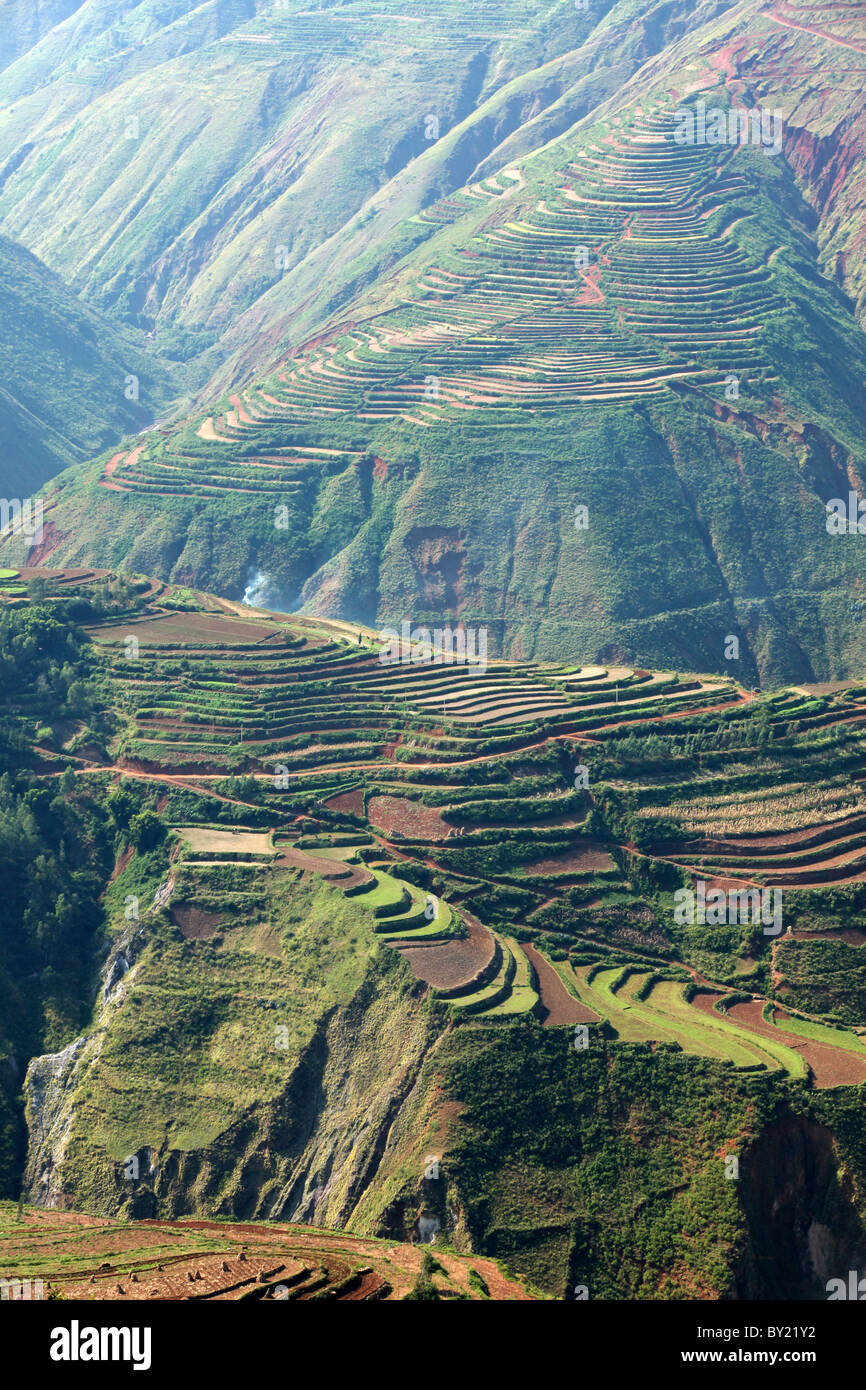 Red Land Soil, Dongchuan, Yunnan Province, China Stock Photo