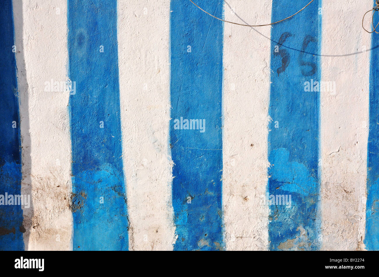 Blue and white striped wall Stock Photo Alamy