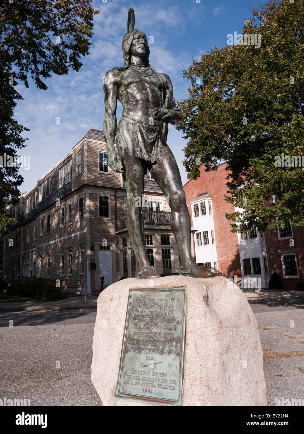 Statue of Indian Chief Massasoit in the lovely town of Plymouth