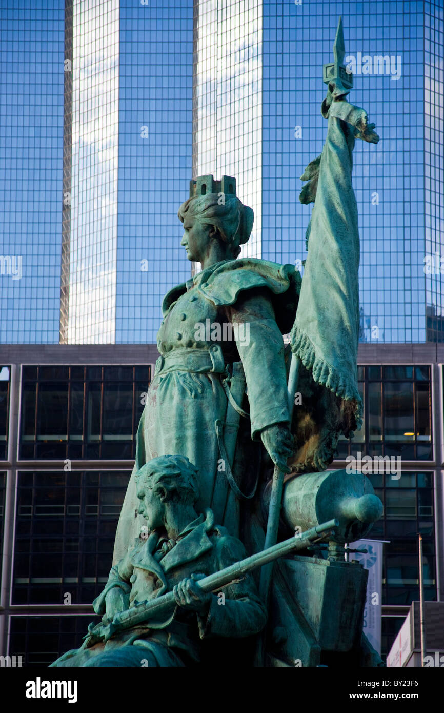 Statue of La Defense of Paris in the main business district of Paris, La Defense, France Stock Photo