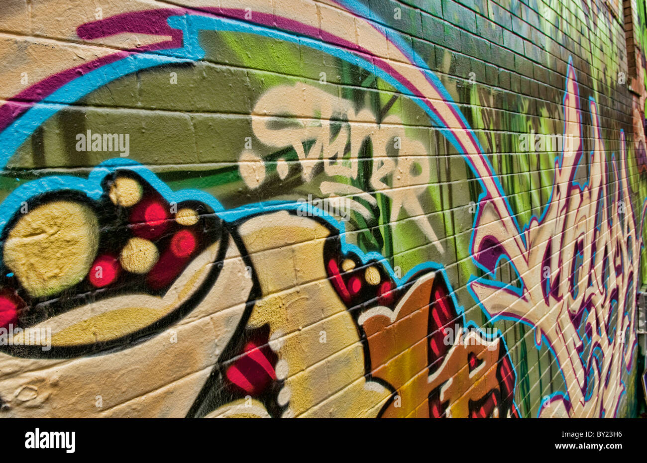 Wall mural artwork in Chinatown San Francisco California Stock Photo