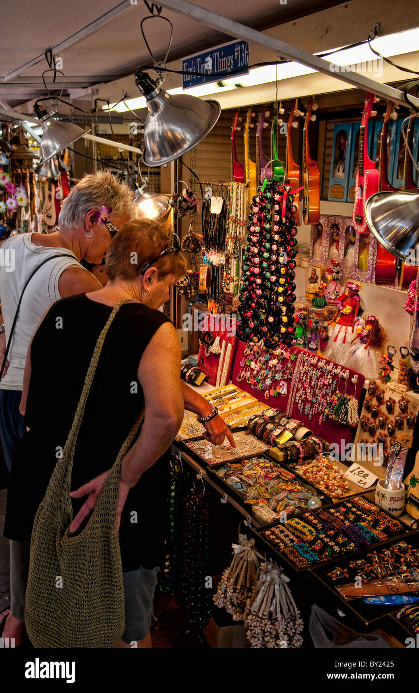 Hawaii Honolulu two women looking and shopping at Marketplace for