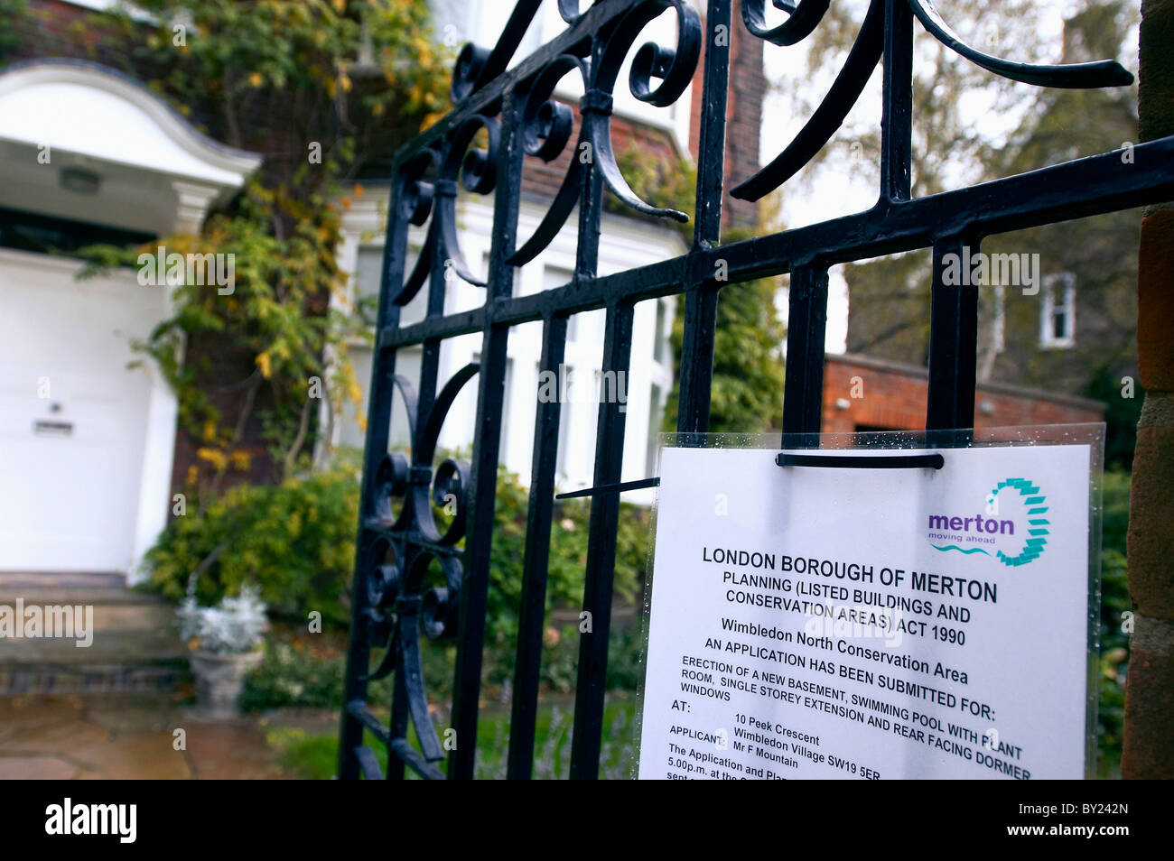 Public notice referring to planning permission on a domestic property
