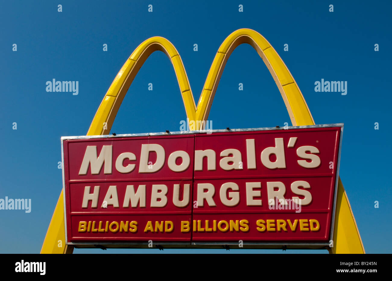 Famous McDonalds sign which is the most recognized logo in the world in New York State but good anywhere with billions Stock Photo