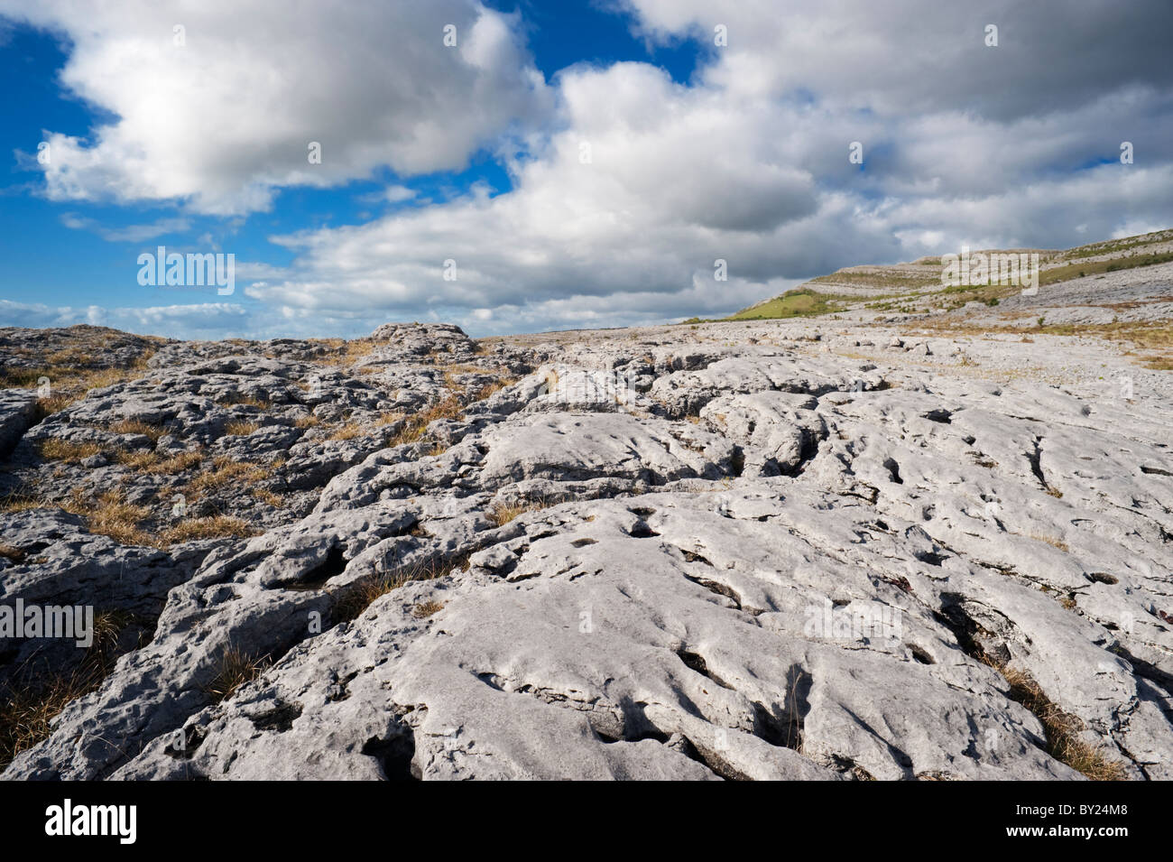 Limestone pavement in the Burren National Park, looking towards ...