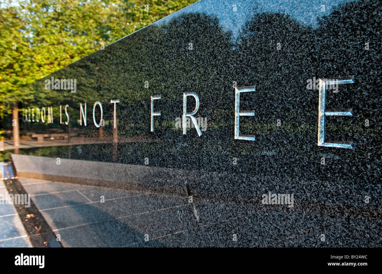 Freedom Is Not Free on wall at new Korean War Veterans Memorial in Mall