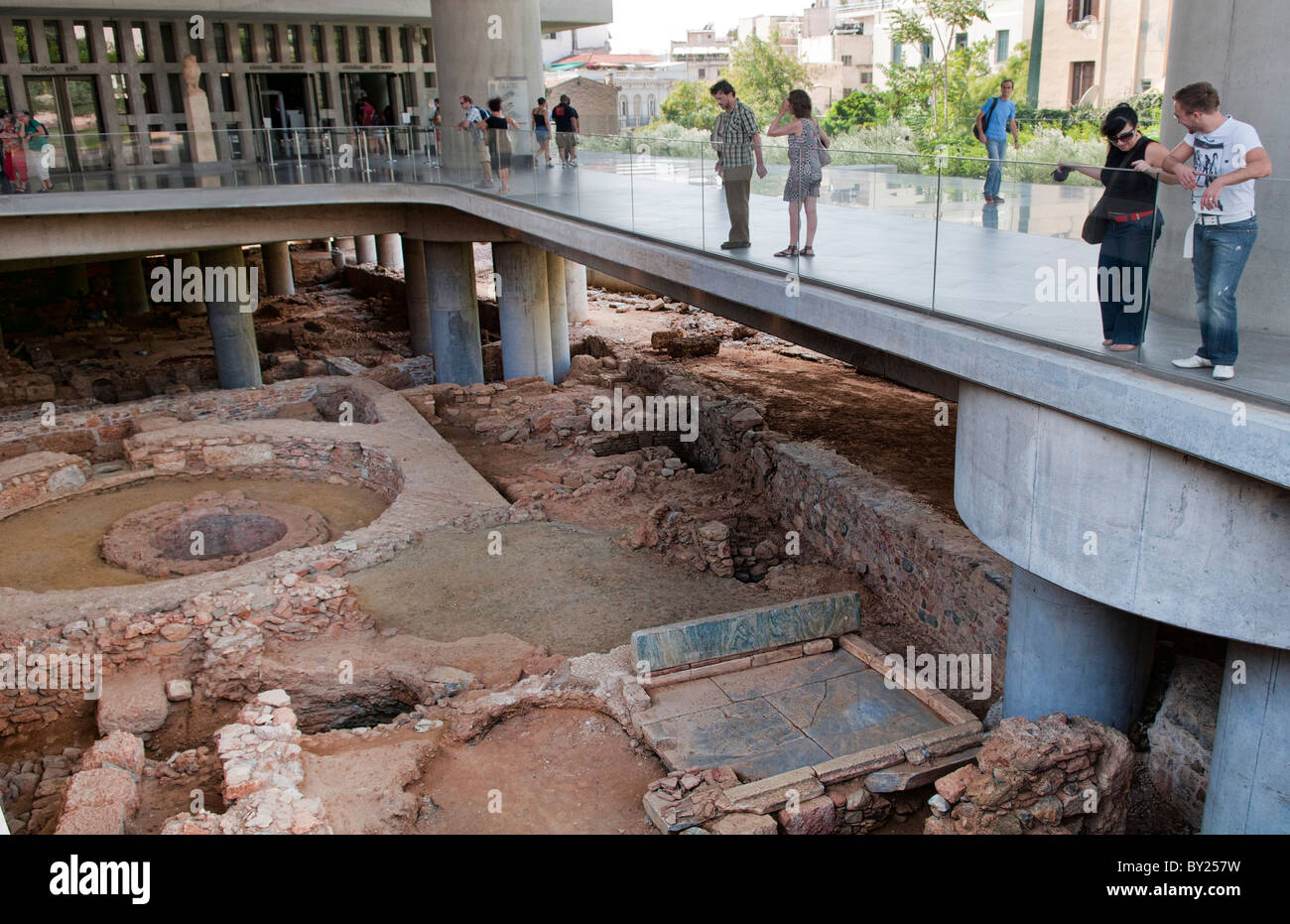 New Acropolis Museum in downtown Athens Greece with glass floor and