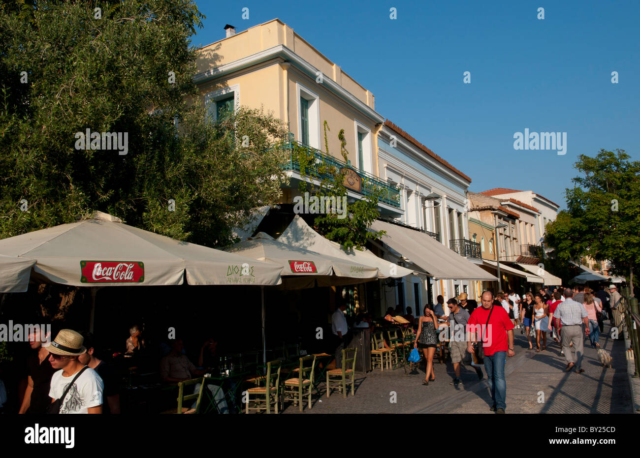 Shopping in cafe area of old area of Plaka in downtown Athens Greece Stock Photo