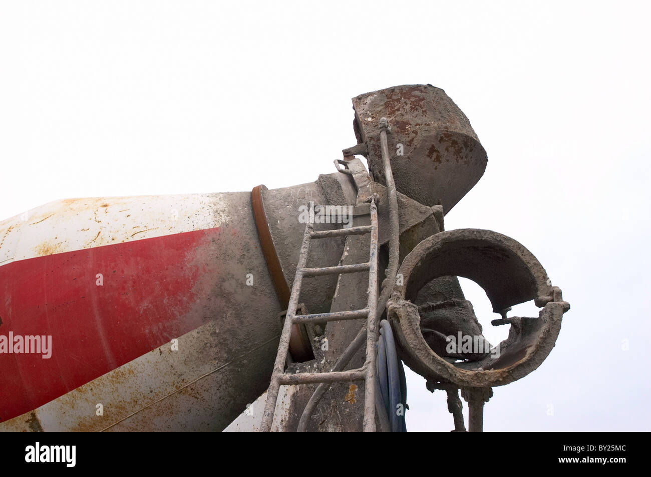 Cement chute on bag of cement mixer truck Stock Photo - Alamy