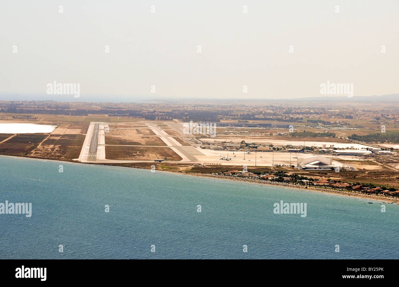 runway approach shot at the Larnaca airport, Cyprus Stock Photo Alamy