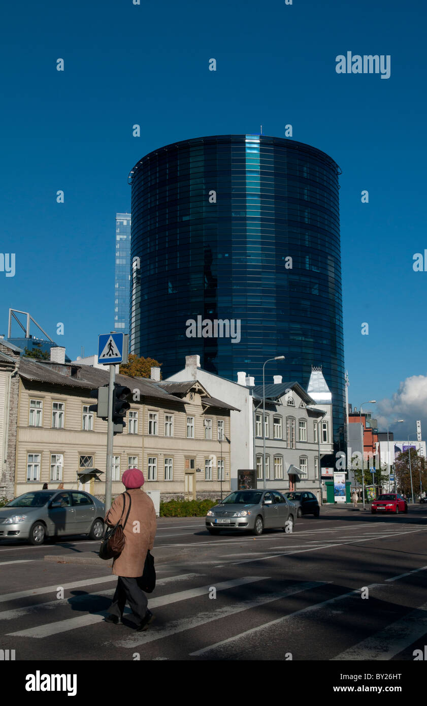 Modern Tallinn Estonia downtown showing brand new buildings and improving Eastern Europe Stock Photo