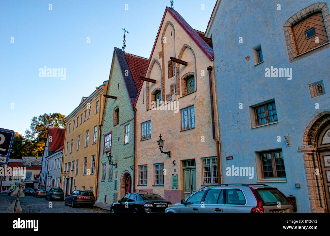Tallinn Estonia Old Town Pastel Buildings Architecture In Main