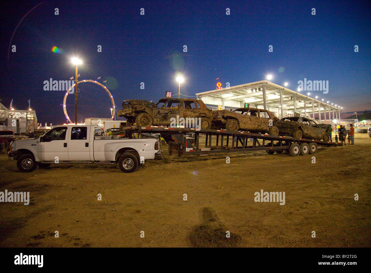 Demolition derby at county fair in PA Stock Photo Alamy