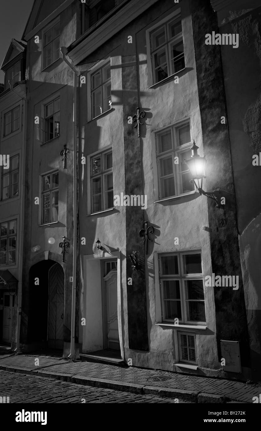 Tallinn Estonia Old town architectural ancient homes historical ancient city downtown Stock Photo