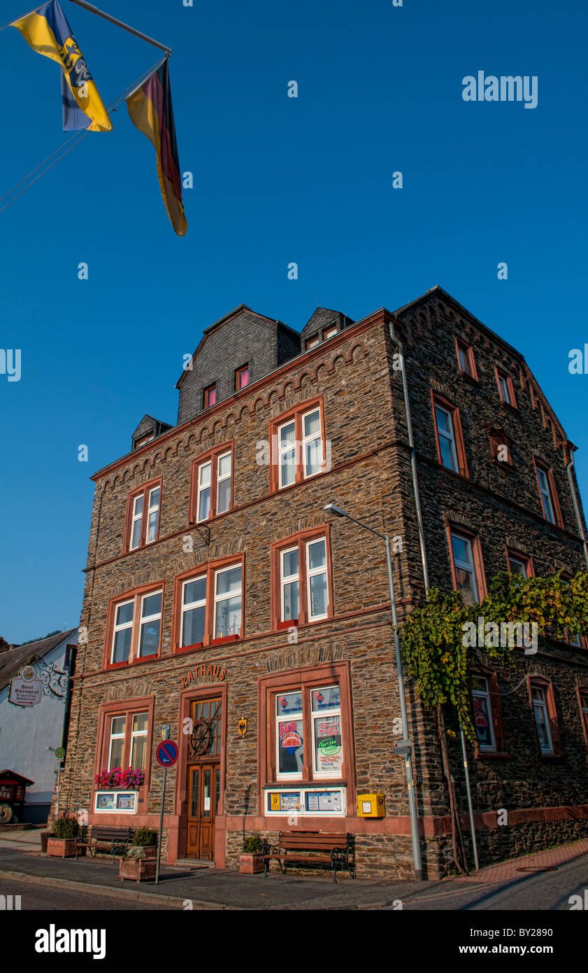 Germany Rhine River Kamp Bornhofen village Rathaus bar and hotel Stock